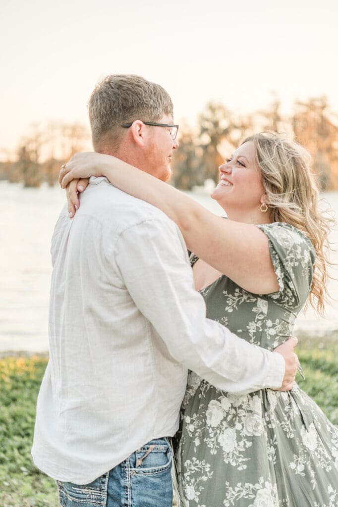 Dancing at sunset on the lake