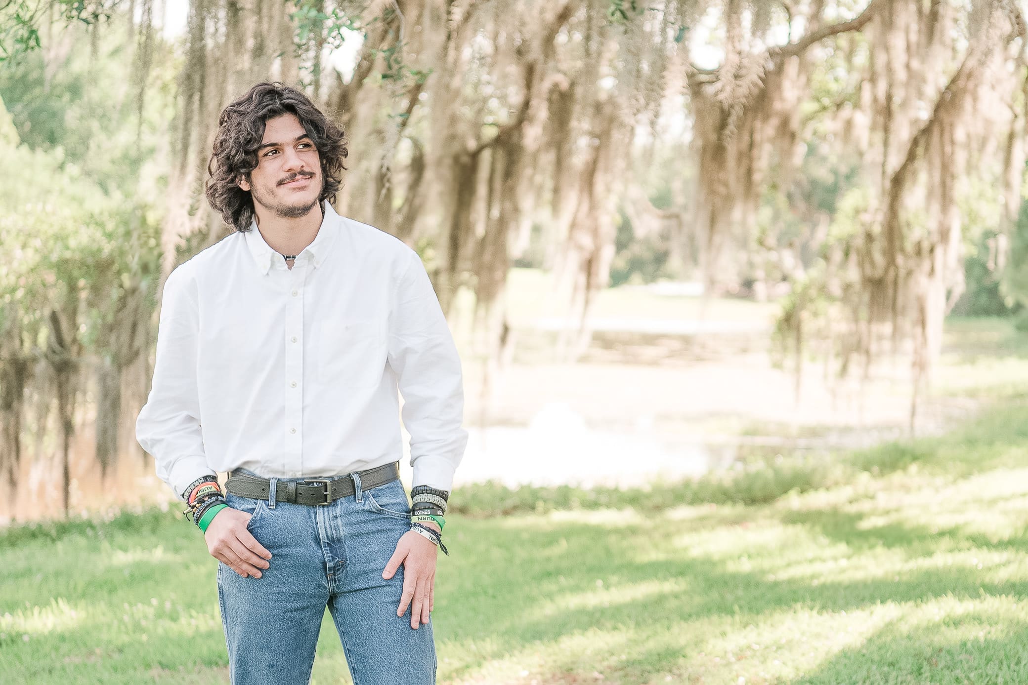 High school senior looking into the future at Avery Island Jungle Gardens in South Louisiana